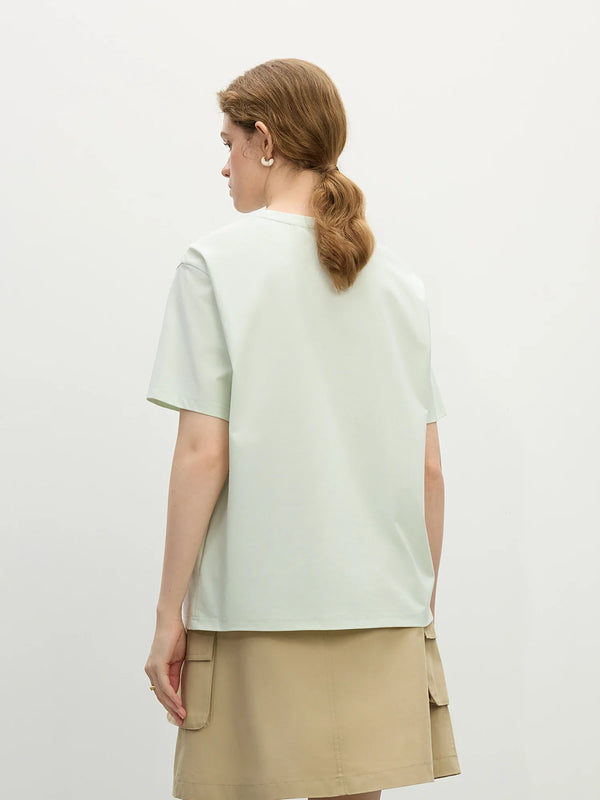 Women Versatile Back-In-Time Laid-Back Round Neck Alphabet T-Shirt alternatif görünüm