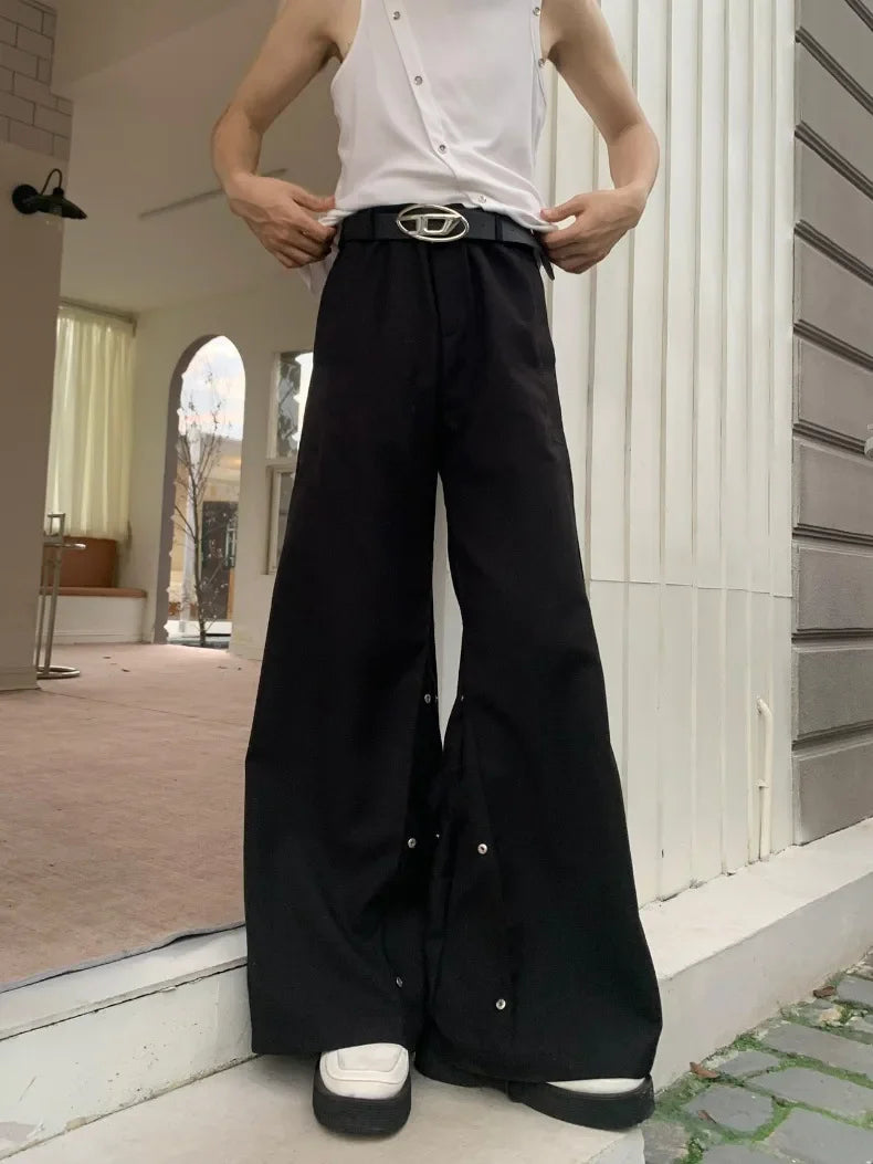 Button Decon Wide-Leg