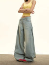 Women Long-lasting Oversized Torn Blue Denim