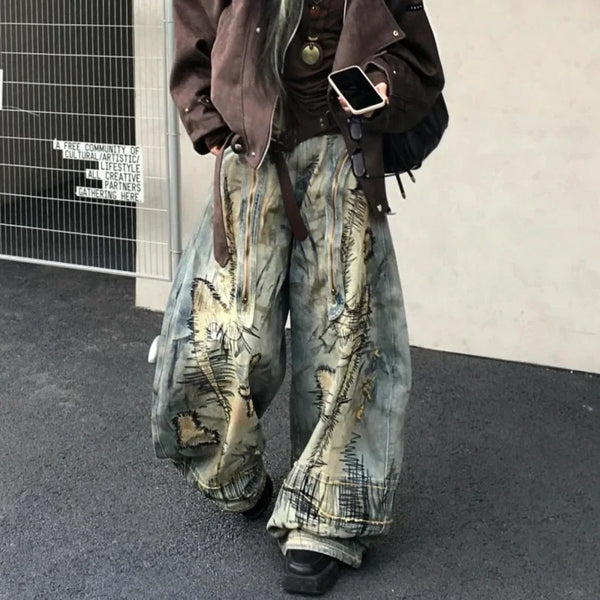 Oversized Western Style Stitched Denim