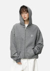 Y2K Çizgili Oversize Sweatshirt, önden görünüm — Navra Wear