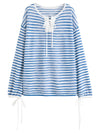 Elegant Line-Pattern French Holiday Long-Sleeved T-Shirt