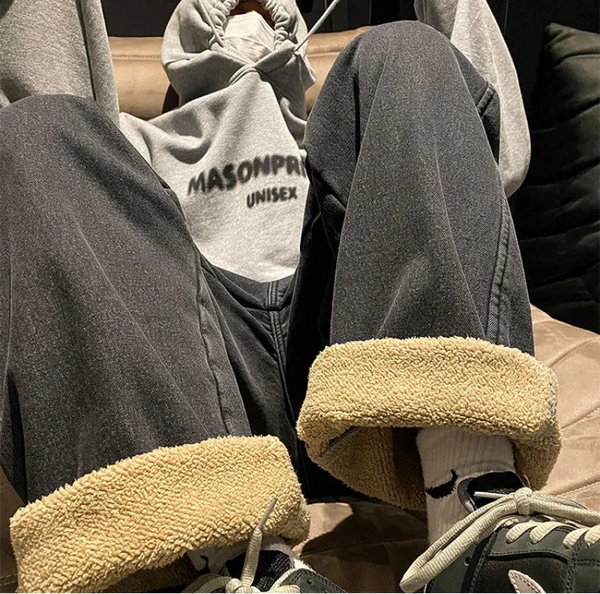 Thickened Seoul Style Fleece Lined Denim alternatif görünüm