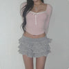 Blush Elegance Lace Cropped T-Shirt