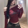 Turn-Of-Era Off-Shoulder Spider Designed Crop Top