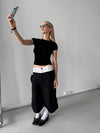 Signature Black Color Block Utility Denim Shorts