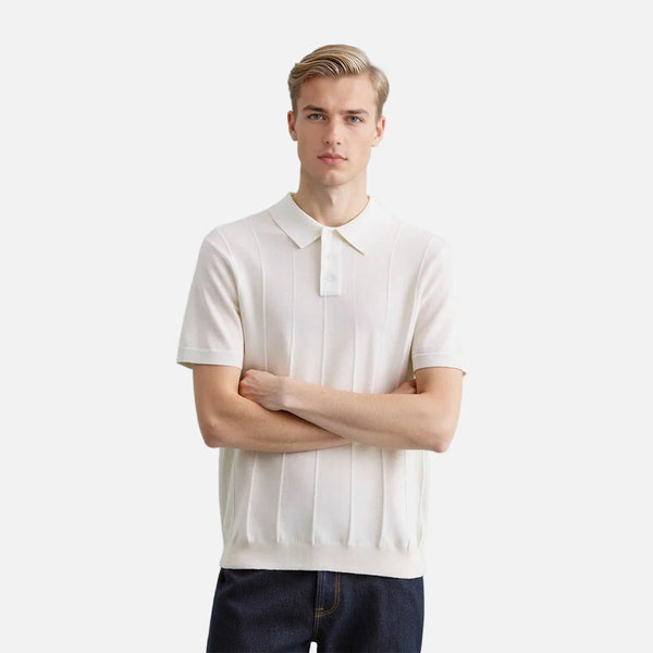 Curated Lapel Collar Heritage Collar-Knit T-Shirt alternatif görünüm