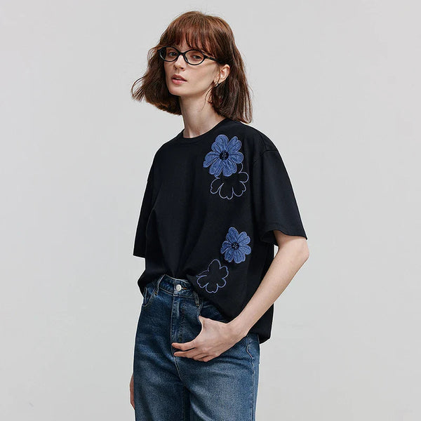 Women Cute Blossom Everyday Sundaze Short Sleeve T-Shirt