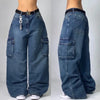 Yıkanmış Yüksek Bel Wide Leg Jean Pantolon, yakın çekim — Navra Wear