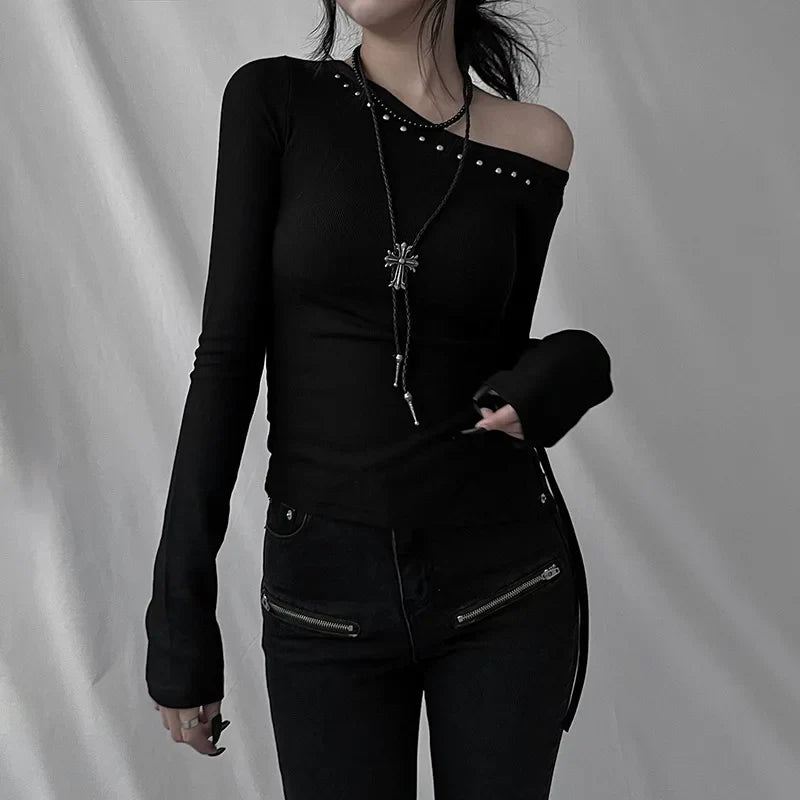 Rivet Skew Collar Dark-Craft Cyber T-Shirt