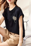 Black Cotton Bright-Days Short Sleeve T-Shirt