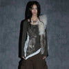 Edgy Torn-Vibe Aesthetic Tattoo Print T-Shirt