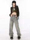 Raw Edge Washed Baggy Denim