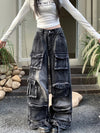 Yıkanmış Baggy Jean Pantolon, kombin görünüm — Navra Wear