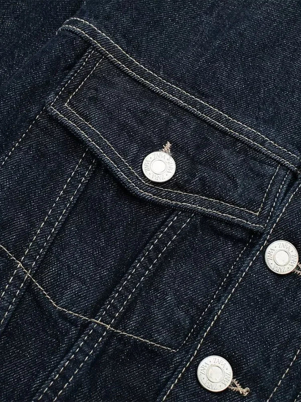 Heritage Chic Indigo Lapel Denim Jacket alternatif görünüm