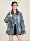 Classic Faux Collar Regular Fit Denim Jacket