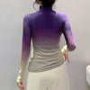 Long Mesh Print Gradient Chic T-Shirt