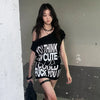Aged Dirty-Art Aesthetics Off Shoulder T-Shirt