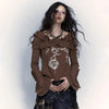 Raw-Edge Aesthetics Knitted Off Shoulder T-Shirt