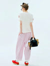 Sleeve Short Applique Floral White Soft T-Shirt