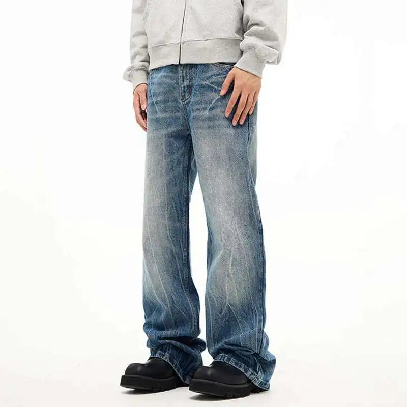 Lightning Pattern Bell Leg Denim Trousers