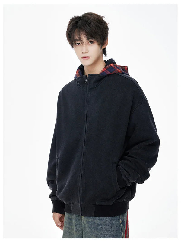 Plaid Zip Cool Vintage Hood alternatif görünüm