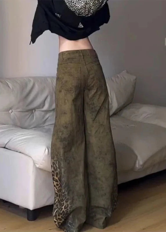 Chic Wild Print Wide Fit Denim alternatif görünüm