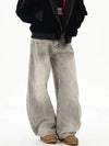Rugged Look Relaxed Gray High Waisted Denim