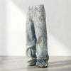 Western High Street 3D Print Bell Leg Denim