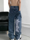 Classic Urban Beat Letter Print Denim Classic Leg Denim