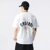 Sleeve Short Stretchy White and Black T-Shirt