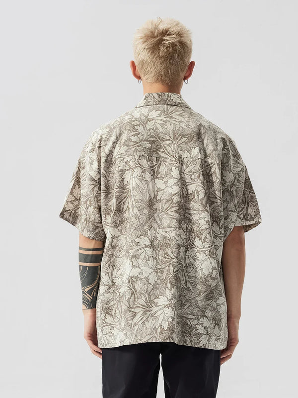 Mens K-Style Floral Loose Lapel Top alternatif görünüm