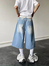 Metro Relaxed Wide Leg Blue Wash Denim Shorts