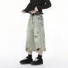 Colorful Ombre Faded Wide Leg Denim Shorts