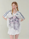 Funny Pawed Print Football Jersey T-Shirt