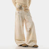 Western Style Double Waistband Dirty Dying Denim