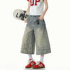 Metro Sleek Mosaic Wide Leg Denim Shorts