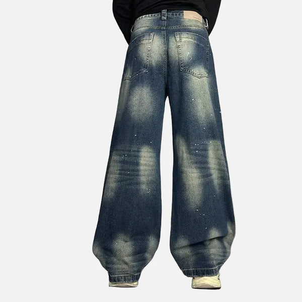 Paint Splashed Faded Rinse Denim alternatif görünüm