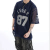 Nostalgia Stars-Spangled Style Mesh Hollow Letter T-Shirt