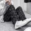 Hip-Hop Cord Plaid Wide-Leg