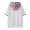 Visual Print Hooded Short Sleeve Ripped T-Shirt