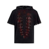 Hooded Sequins Color Contrast Insulated T-Shirt