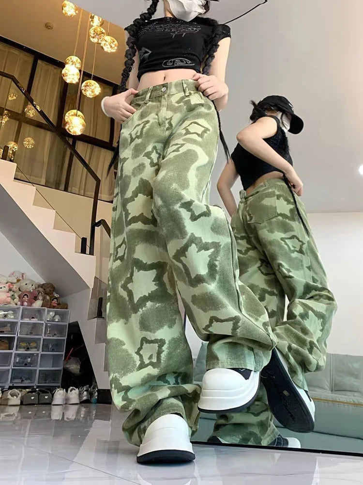 Women Green Stellar Woodland High Street Denim