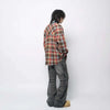 Raw Hem Plaid Vintage Long Sleeve Top