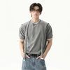 Flexible Pure-Hue Color Round Neck Weekend T-Shirt