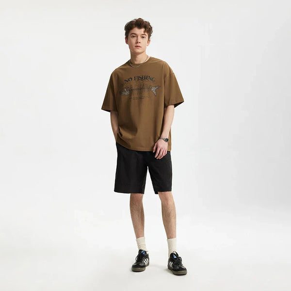 No Fishing Visual Print Heat-Wave T-Shirt alternatif görünüm