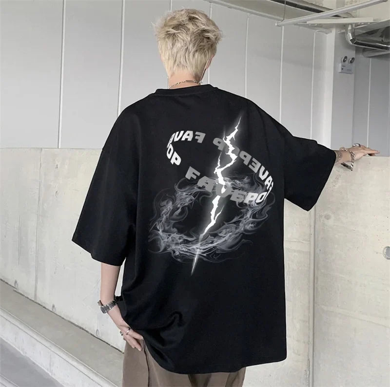 Obsidian Letter Print Crewneck T-Shirt