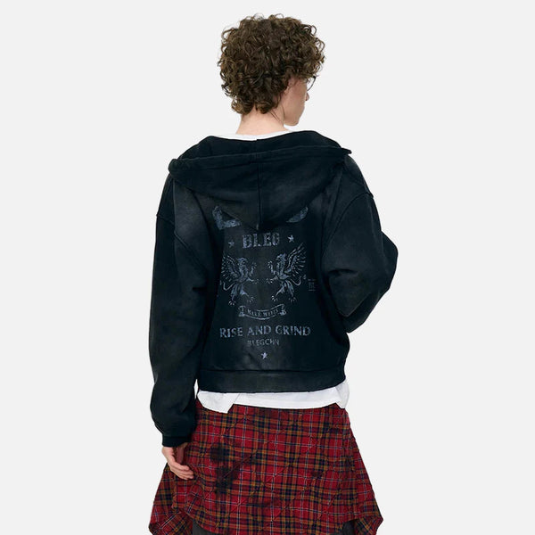 Dark Swirl Hood Sweatshirt alternatif görünüm