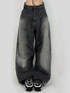 Black Wached High-Rise Bell Leg Denim