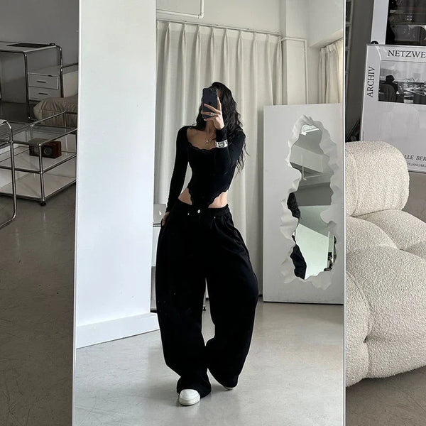 Stripe Vintage Wide-Leg Sweatpants alternatif görünüm